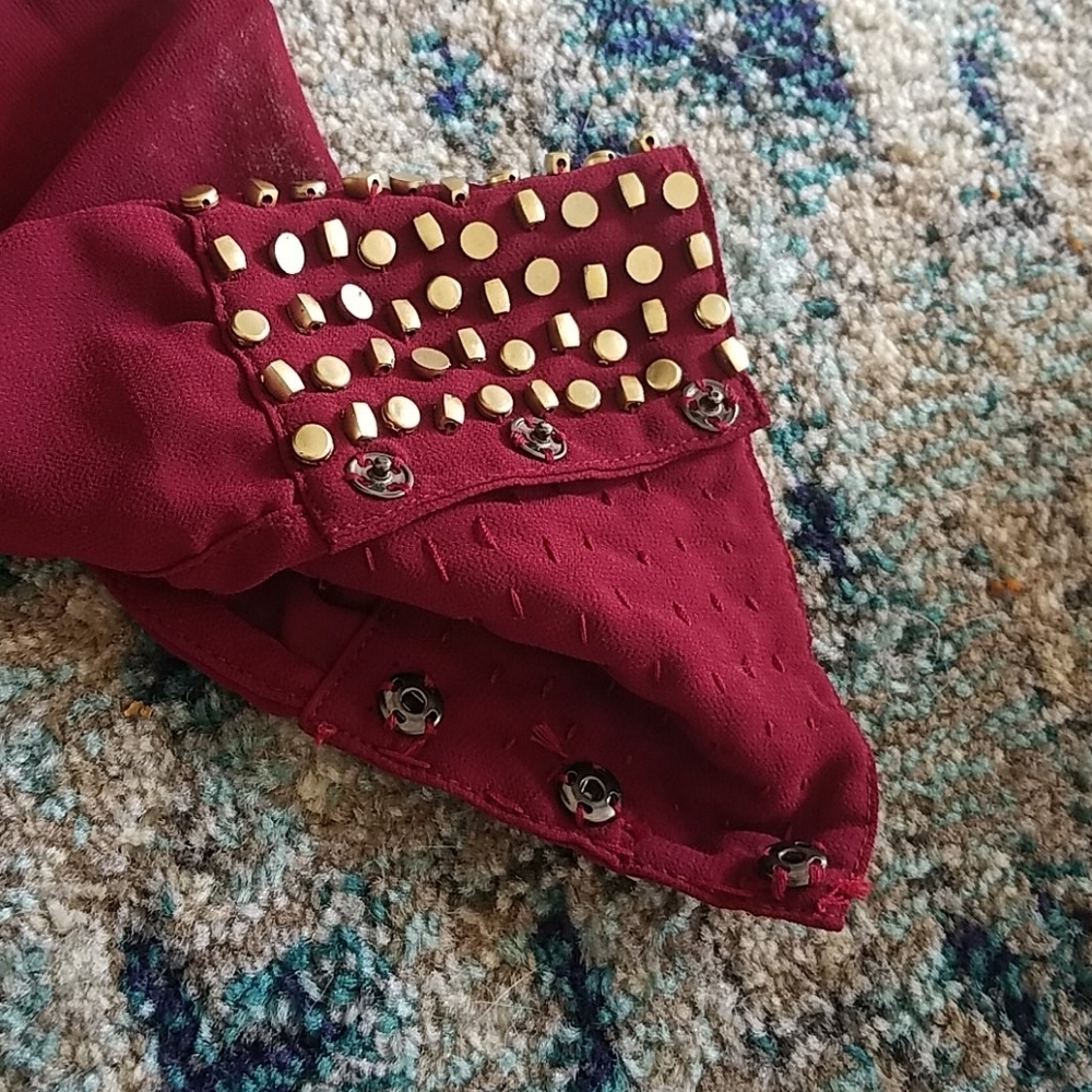 romeo+juliet couture long sleeve studded blouse size small new - Picture 6 of 6